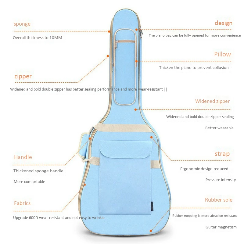 

41 inch Guitars Backpack Acoustic Guitar Case Musical Instrument Backpack Fisherman Folk Guitar Backpack