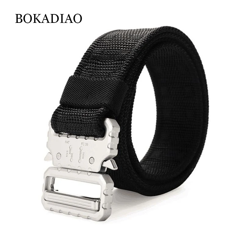 

BOKADIAO Military Army Combat man's Canvas Belt Quick Release Tactical Belts For Men Nylon Outdoor Training Waistband male strap