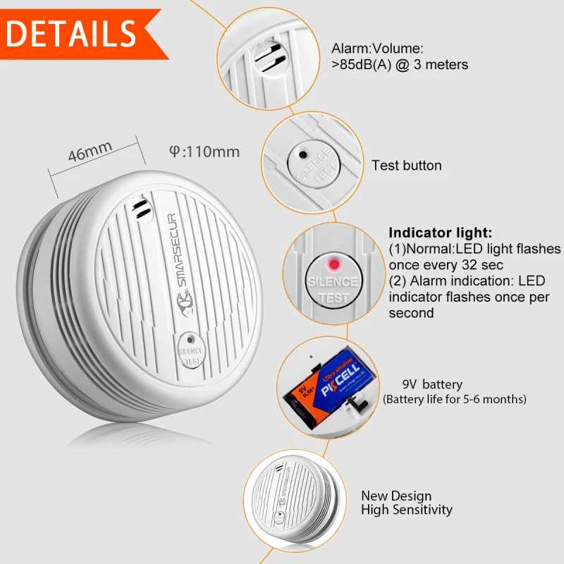 dc 9v tuya smart home tuya wifi detector smoke networking alarm smart smoke detector smart life voice control without battery free global shipping