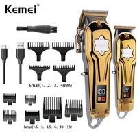 kemei hair clippers for men cordless close cutting t blade hair trimmer kit professional hair cutting machine combo for barbers