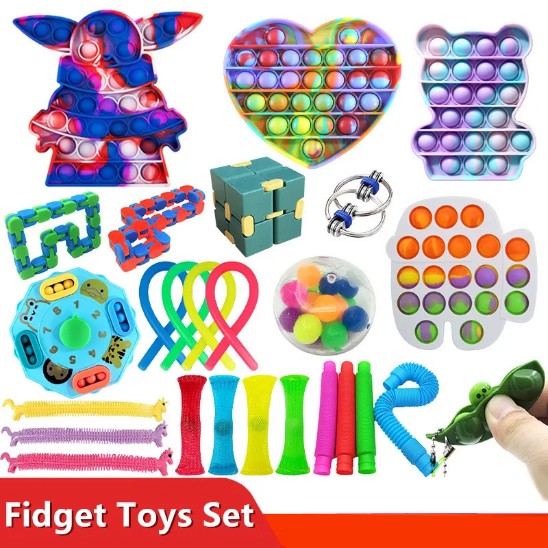 

Fidget Toys Set Stretchy Strings Push Pack Adults Squishy Sensory Anti Stress Relief Figet Toys Kit Antistress Toy Combination