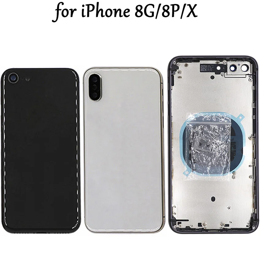 10 шт. чехол для iphone 8 8G P Plus X XR XS задняя крышка + средняя рамка sim карта без