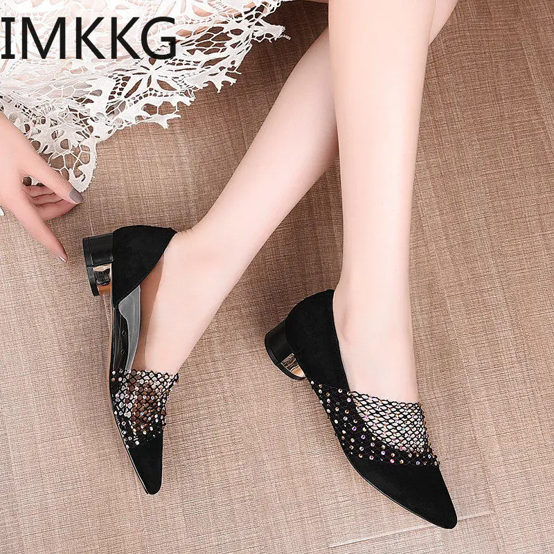 Elegant black Pointed Toe Flat Shoes Women crystal Flats Fashion Slip on Ladies Shoes lady slip on ballet Office shoes F90364