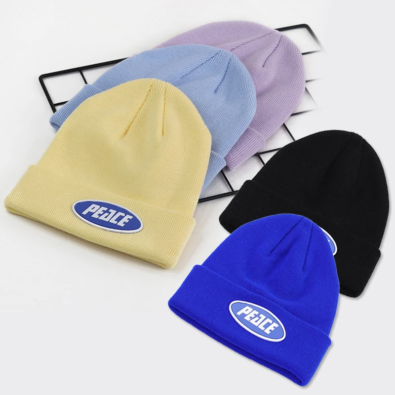 

Шапка-бини вязаная эластичная в стиле хип-хоп, однотонная