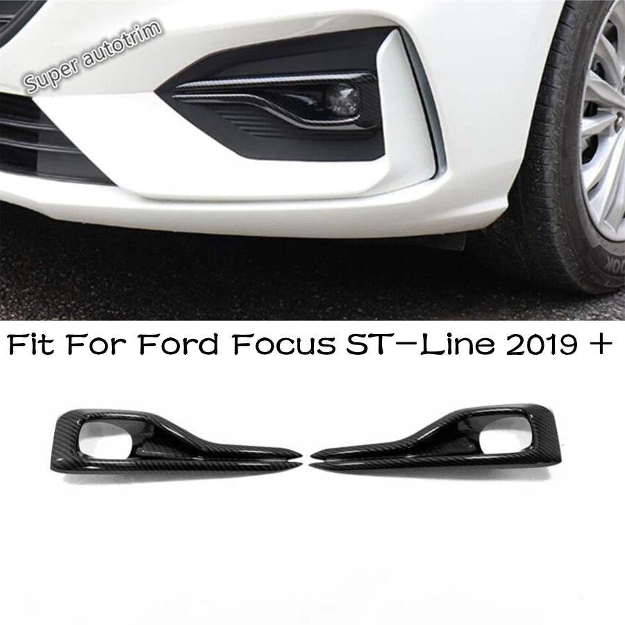 

Lapetus Accessories Fit For Ford Focus ST-Line 2019 2020 Chrome / Carbon Fiber Look Front Foglight Fog Light Cover Trim Exterior