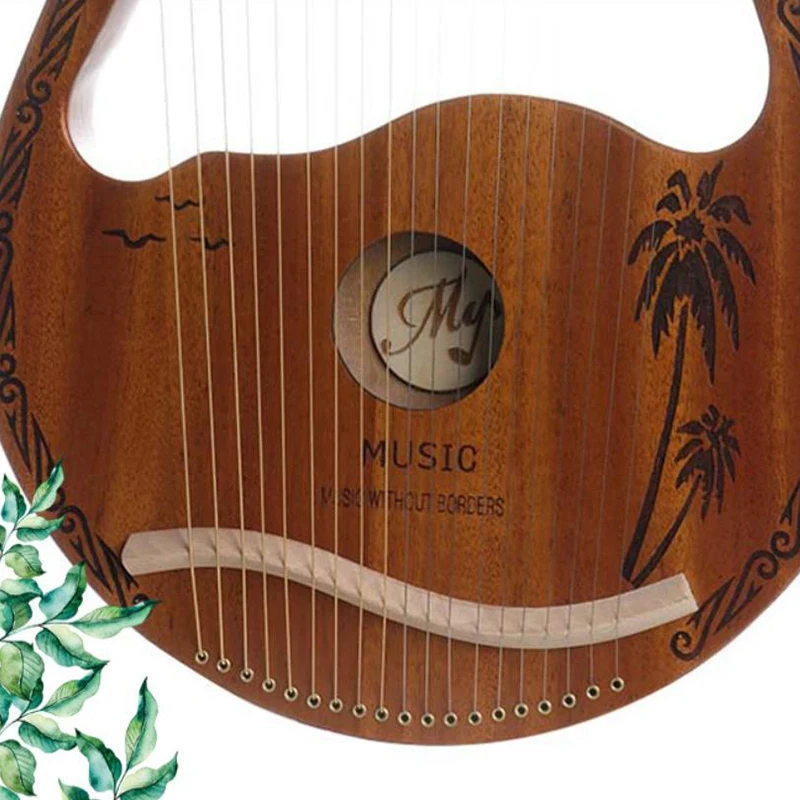 Милая голова оленя Форма Лира Арфы Портативный красного дерева 19 струны с