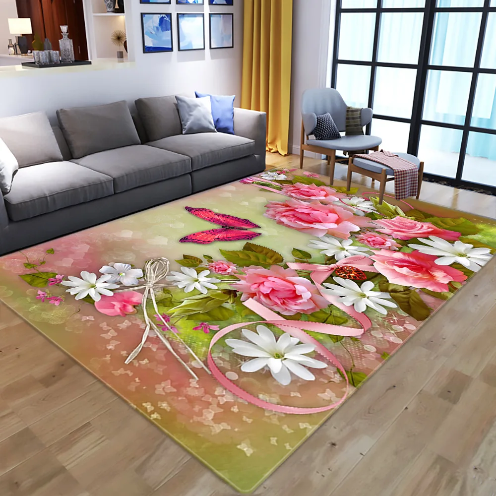 

Cartoon Animal Butterfly 3D Printed Mat/Rug Soft Flannel Home Carpet Kids Play Area Rug Child Room Decor Carpets for Living Room