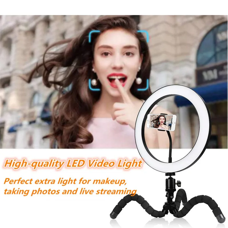 

9 inch Ring Light with Flexible Tripod Stand Phone Holder Dimmable Selfie Light Wireless Remote for YouTube/Photography/Makeup