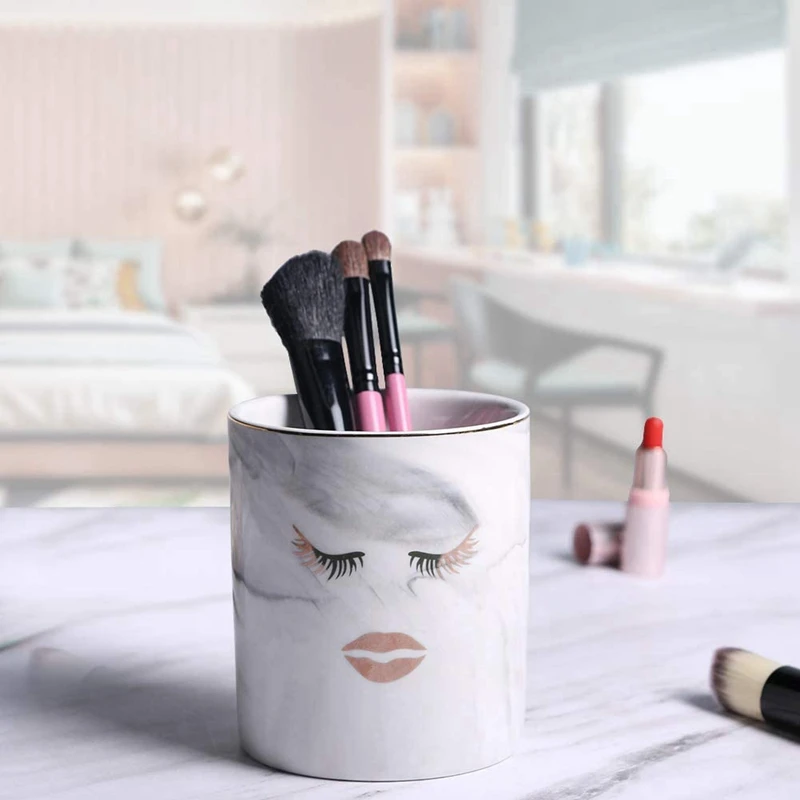 Серый Мраморный карандаш и держатель для ручек с золотым краем кистей макияжа