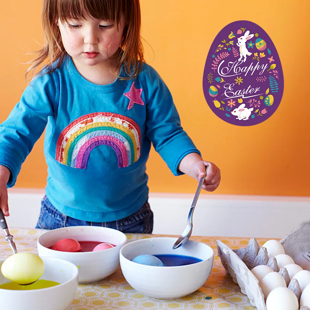 Счастливый Пасхальный стикер на стену кролик виниловая наклейка художественная