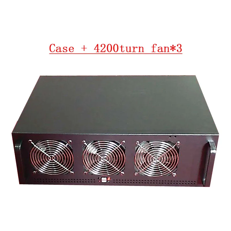 case and fan PC чехол для сервера USB Miner Rack ETH/ETC/ZEC/Monero XMR горная установка GPU рамка D1800-BTC B250-BTC-D8P-D3 4U шасси 6 видеокарта C - Цвет: case and fan