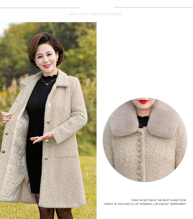 Classic coat Women Fur coats Middle age clothing Womens winter jacket with fur high quality Imitate Mink cashmere jacket 1434