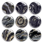 Ручная работа, черные, темно-серые, желтые мраморные узоры, круглые фото, кабошоны, демонстрация, плоская задняя часть, сделай сам, колье, ювелирные изделия