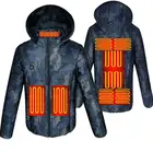 Мужские зимние камуфляжные теплые куртки с подогревом, куртки с подкладкой и USB-подогревом, куртки с умным термостатом, Камуфляжный цвет, одежда с капюшоном и подогревом