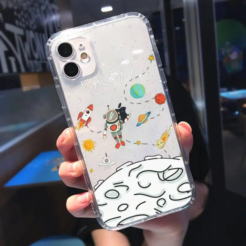 

Star Astronaut Phone Case Transparent for Clear iPhone 11 12 8 7 6 6S Plus X 5S SE 2020 XR mini pro XS MAX