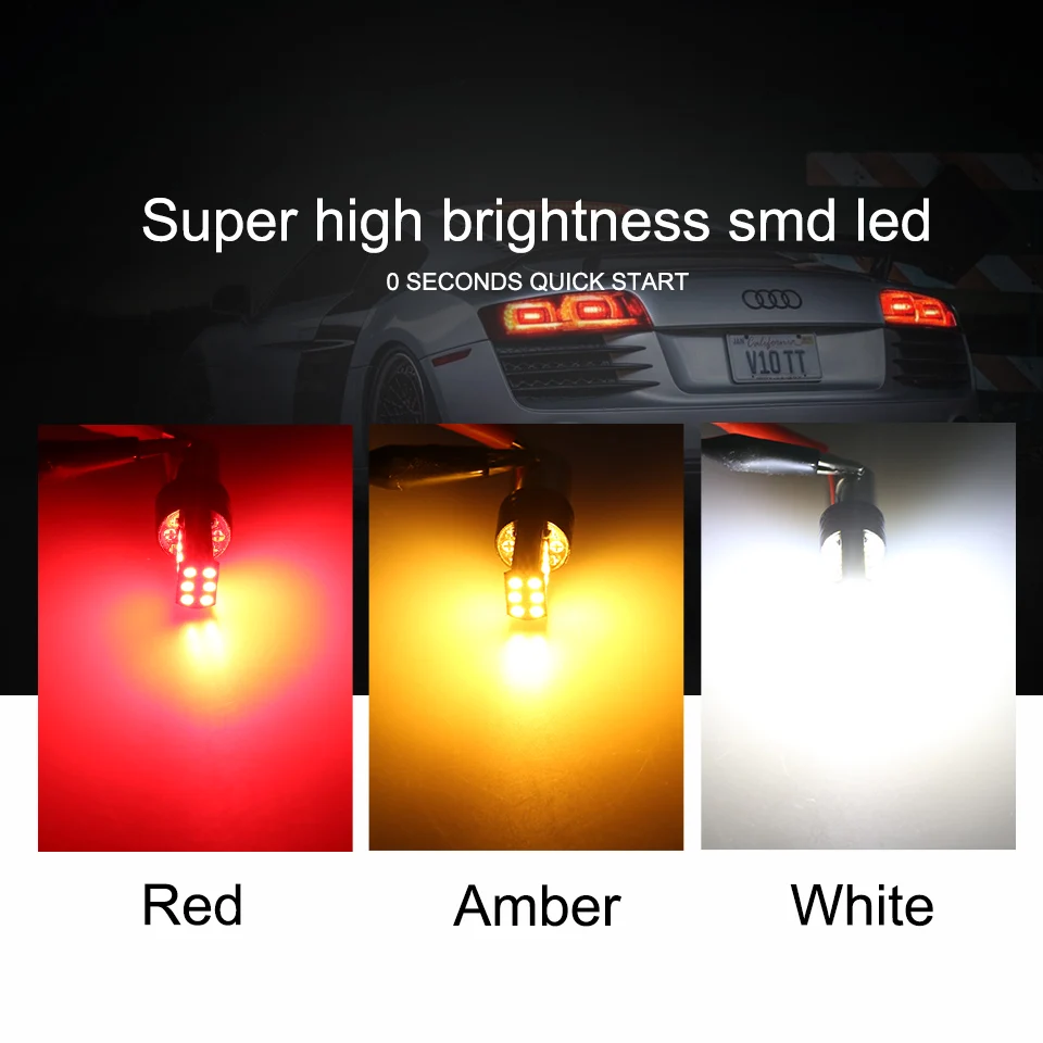 

ANMINGPU 2x Signal Lamp 1156 BA15S Led Bulb P21W 1157 P21/5W Led BAY15D 3030SMD LED BAU15S PY21W R5W For Car Brake Backup Light