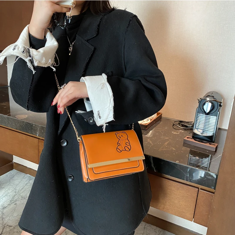 

Luxury leather Mini crossbody Chain bags for phone Women 2021 trend Small female square shoulder kawaii bag purses and handbags