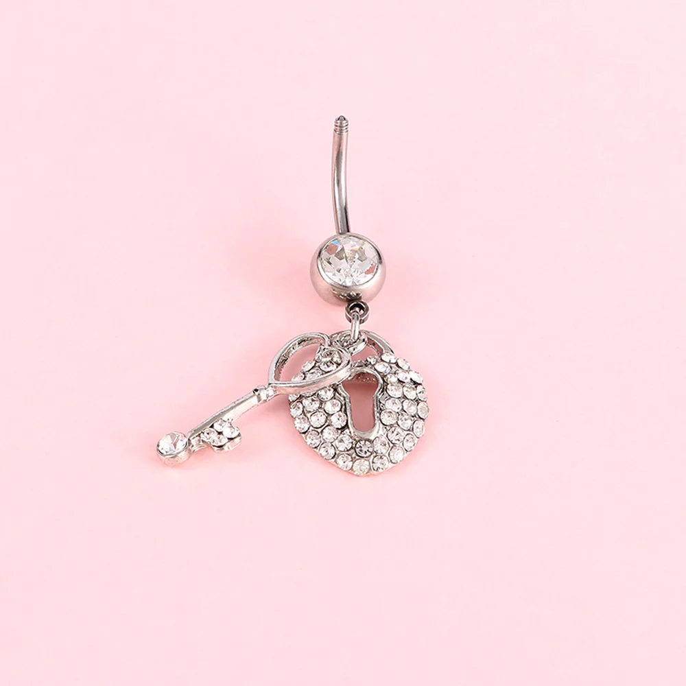 Fashion Jewelry Crystal Heart Shape Key Belly Button Nails Navel Ring Accessories Puncture Dance |