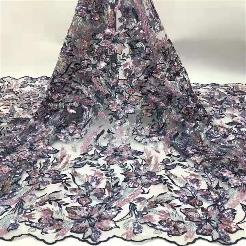 

Madison Fashion Nigerian Lace Fabrics Embroidery Sequins Lace Fabric with Sequins African French Tulle Lace Fabric for Wedding