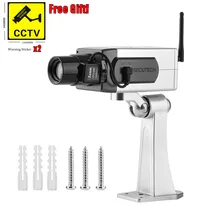 New Fake Dummy Camera Wireless Antenna Motion Detection Motorized Pan Control Led Light CCTV Security Camera Silver Color