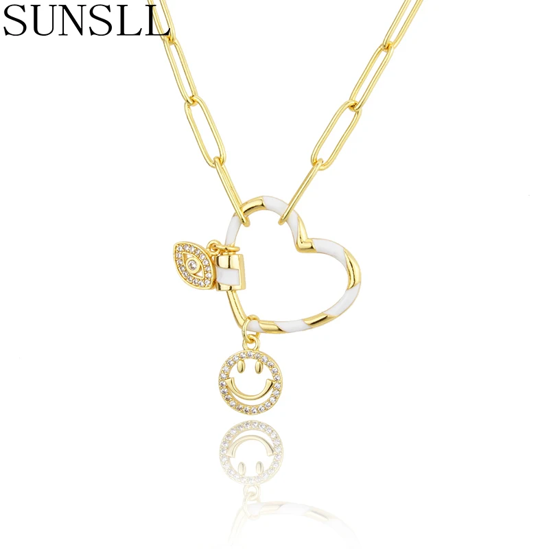 Новое поступление Золотое медное ожерелье SUNSLL с винтовой пряжкой в форме сердца