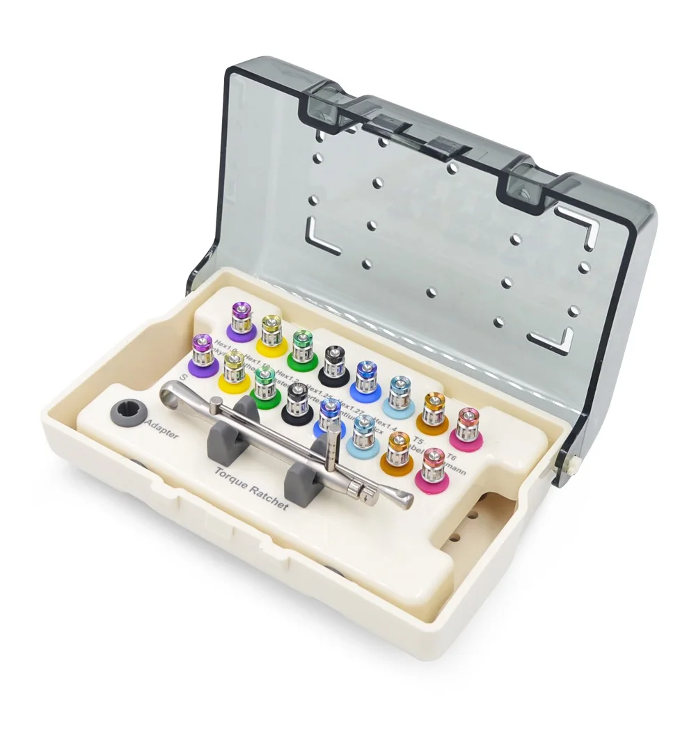 

16 шт./компл. инструменты для реставрации зубов набор инструментов для реставрации зубных имплантов Универсальный динамометрический ключ д...