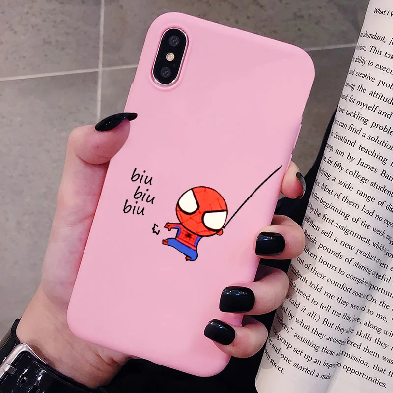 Чехол для телефона XiaoMi RedMi Note 8 7 6 5 K20 Pro Человек-паук Marvel матовый Силиконовый чехол s мягкая задняя крышка - Цвет: P1Pink