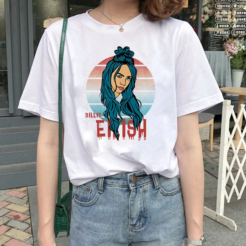 4014 Billie Eilish Harajuku графическая модная футболка для женщин 90s хип-хоп Ullzang футболка Bad Guy забавная футболка buy Friend Топ Футболка женская - Цвет: 4014