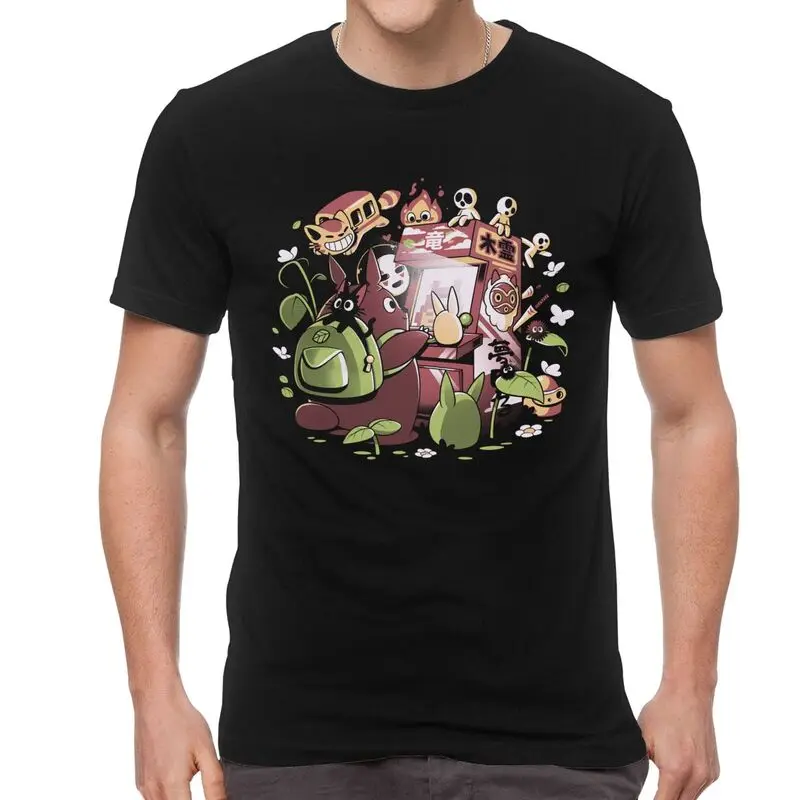 

Футболка Totoro с Принцессой Мононоке, мужские хлопковые футболки с коротким рукавом, футболка с Аниме Манга Ready Spirit One, футболки в стиле Харадз...