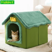 cat litter winter warm bed house type dog house removable washable kitten closed pet supplies mat beds small dogs camp elastic