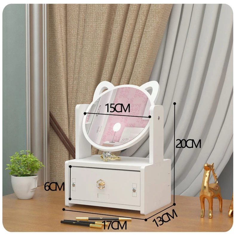 

Decorative Mirror Portable Mirror Girl Desktop Dressing Mirrors Student Dressing Table Simple Mirrors With Storage Box