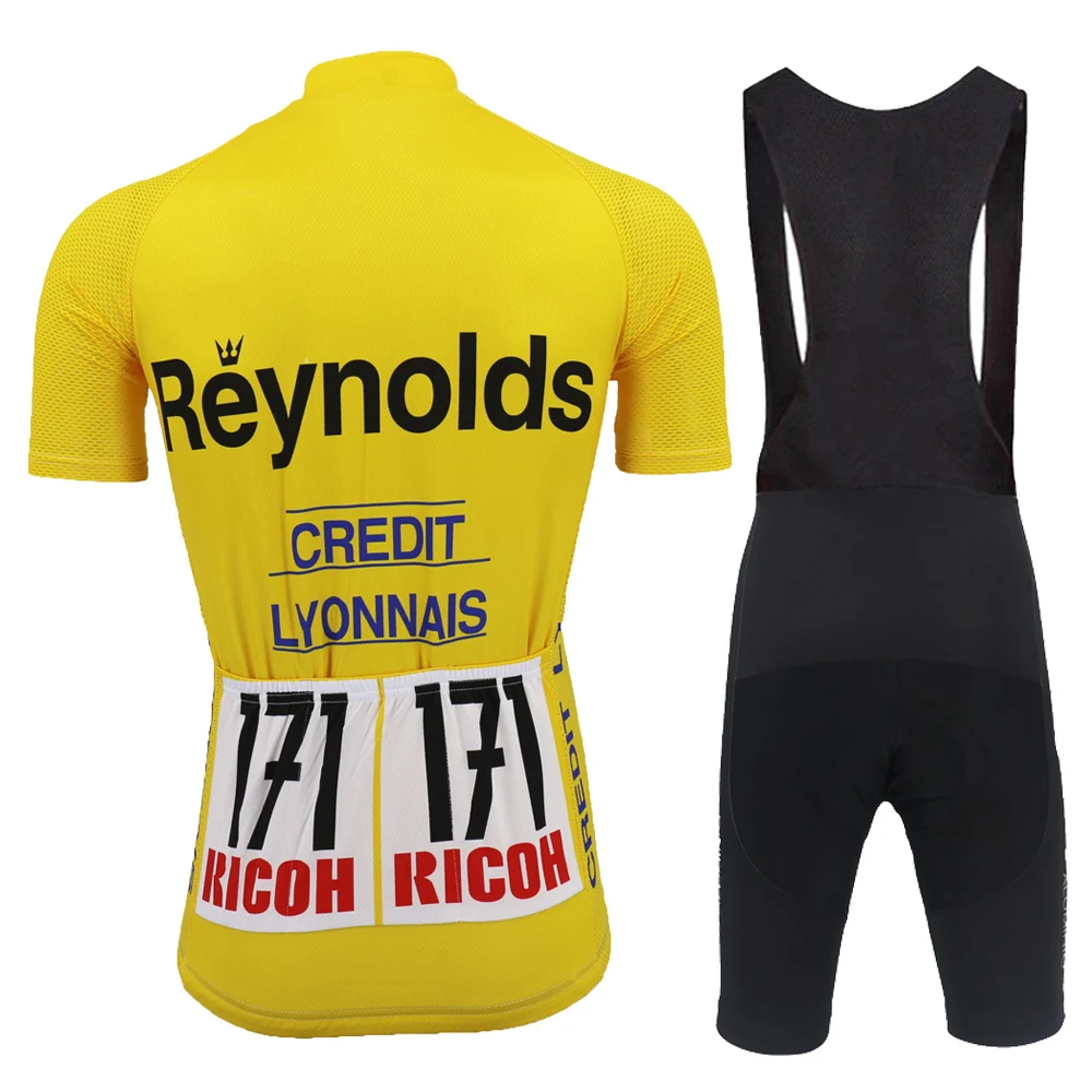 

Retro Reynolds Cycling Jersey 2021 Set Yellow Pro Team Bike Wear MTB Bib Shorts Road Bicycle Clothes Ciclismo Triathlon