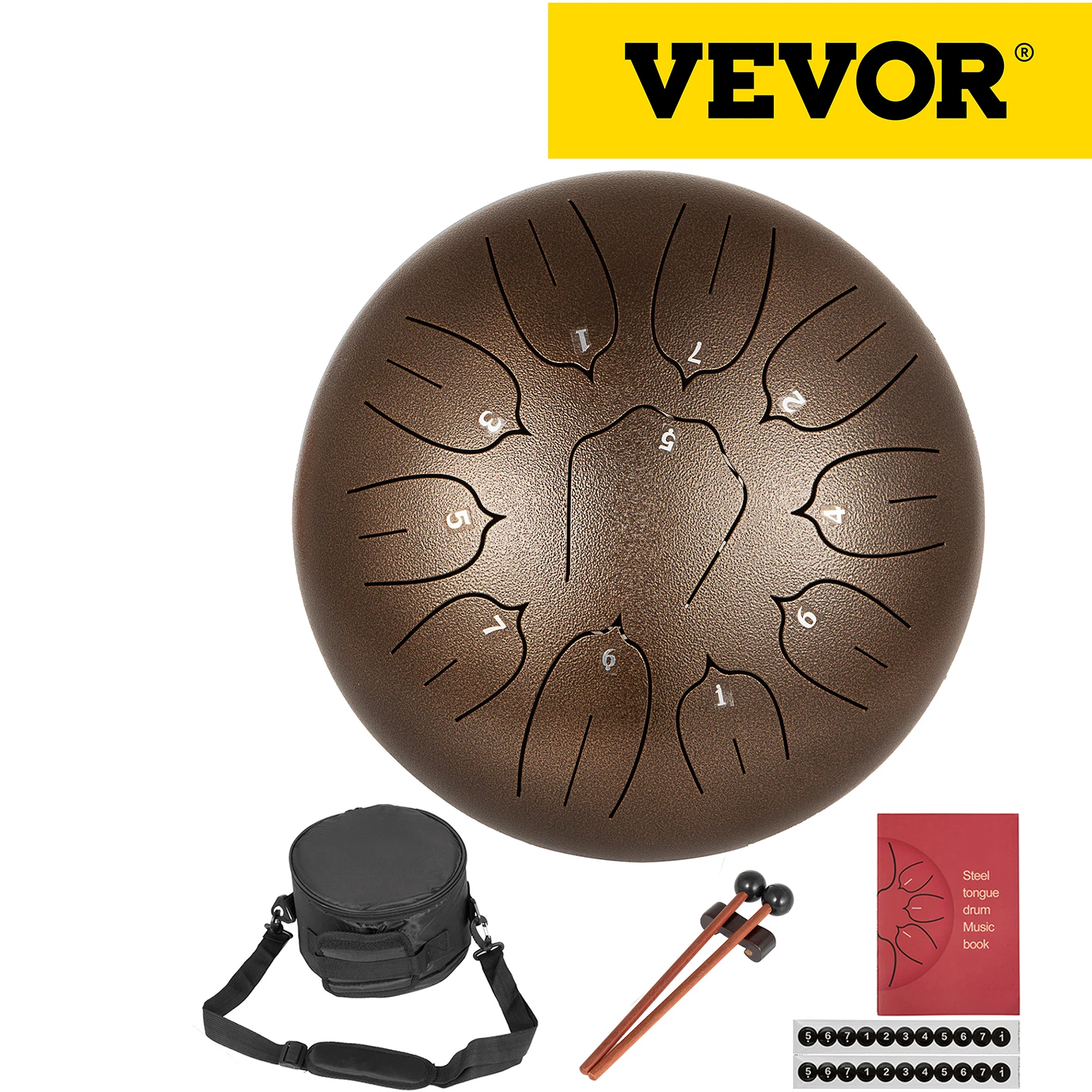 

VEVOR 10-дюймовый стальной барабан с язычком в D, 11 примечаний, 25 см, ручной цилиндрический барабан с сумкой для путешествий, перкуссионные инстр...