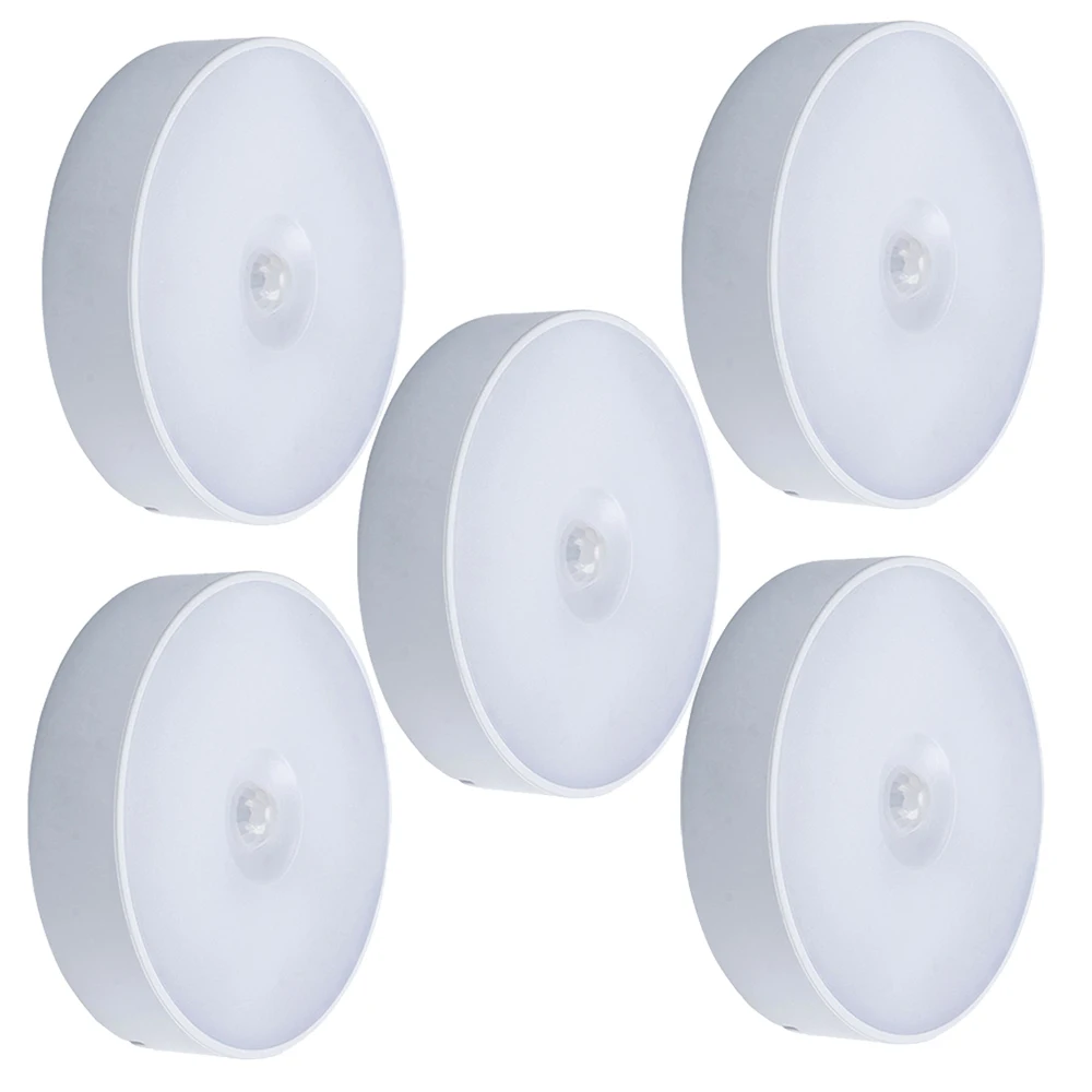 

5Pcs Indoor LED Night Light PIR Motion Sensor Li Battery Night Lamp For Children Kids Living Bedroom Wardrobe Aisle Bathroom