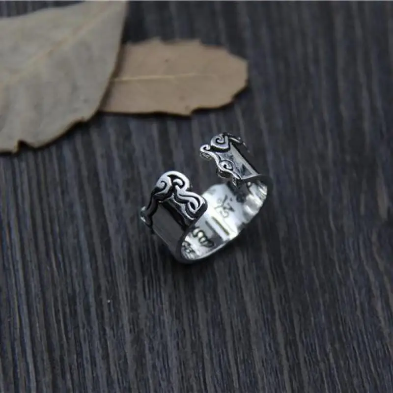 925 пробы Серебряное кольцо с мантрой благоприятными облаками и шестью надписями