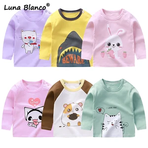 Футболки унисекс хлопковые с длинным рукавом, для мальчиков и девочек 6 месяцев-5 лет