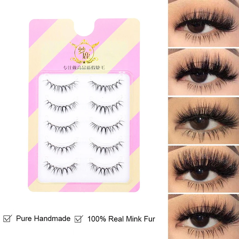 

New False Eyelash Stickers Female Natural Simulation Thick Curl Half-crunched Eye Tail Grafting Beginner Segmented Type