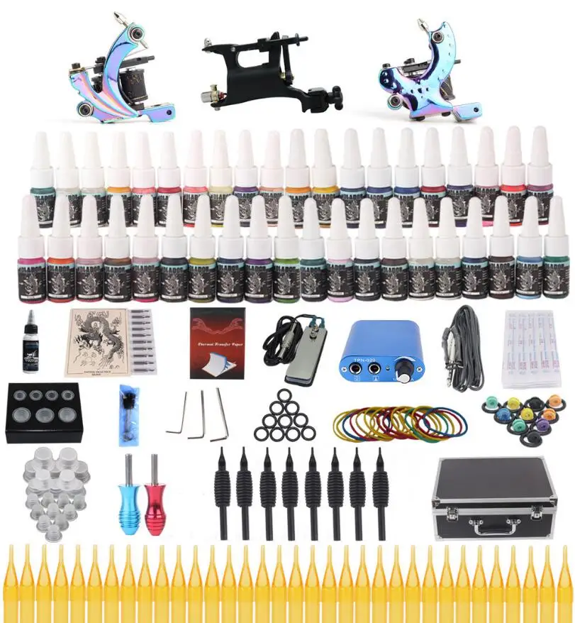 Профессиональный Полный роскошный комплект татуировок машина 3 шт. лайнер +