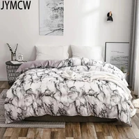 the bedroom bedding is a comfortable white marble pattern printed duvet cover 23 piece set single and double super large