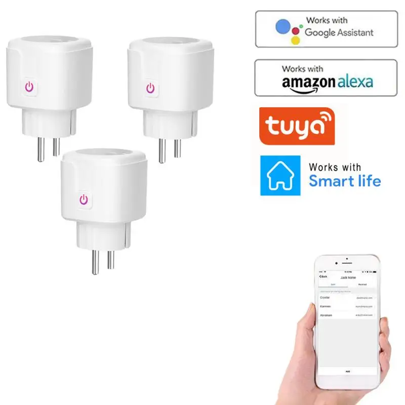 

16A EU Tuya App Smart Wifi Power Plug With Power Monitor Smart Home Wifi Wireless Socket Outlet Works With Alexa Google Home