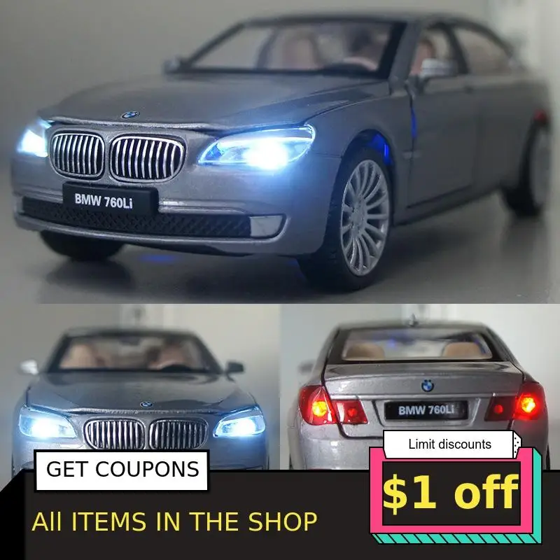 Литой Сплав автомобиля 1:32 BMW 760LI моделирование Модель со звуком и светом