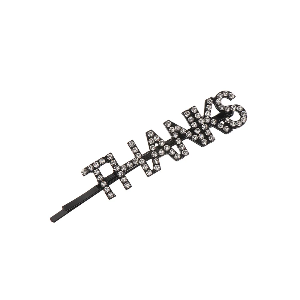 Gun black THANKS 1 шт. Горячая Мода письмо шпилька уникальные яркие стразы кристаллы заколки для волос слова заколка женские аксессуары для украшений для волос - Цвет: Gun black THANKS