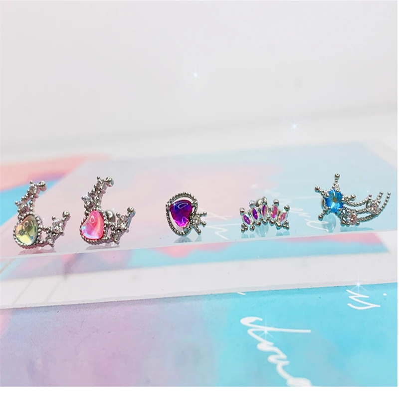

Aide Summer Stainless Steel Earring for Women 2021 Trend Zircon Star Piercing Stud Earing Fashion Jewelry Brincos Gift Joyero