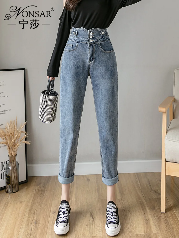 Осень 2020 Новинка модные стройнящие прямые брюки nian в Корейском стиле с высокой