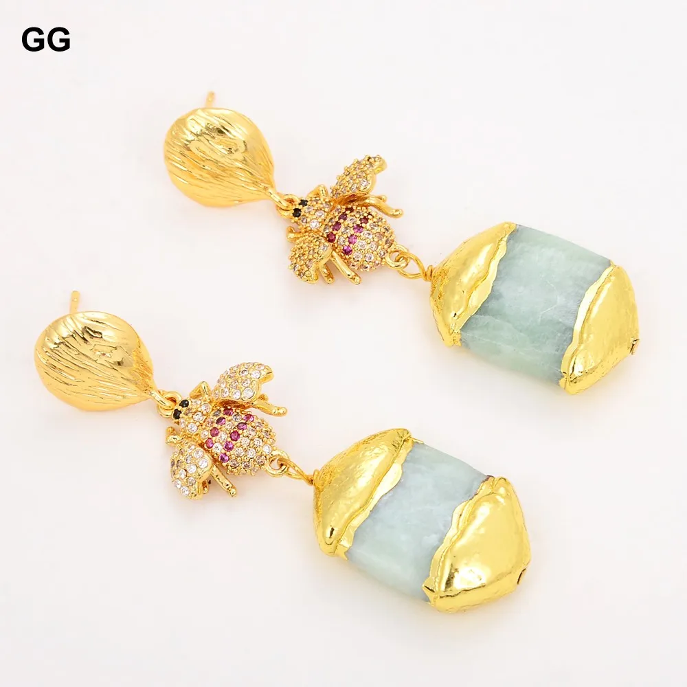 GuaiGuai гарнитур ювелирных украшений из природного синий Амазонит золото Цвет