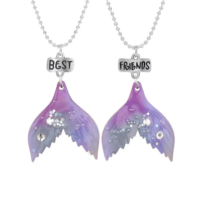 Детские украшения Лучшие друзья сверкающие ожерелья с изображением рыбьего