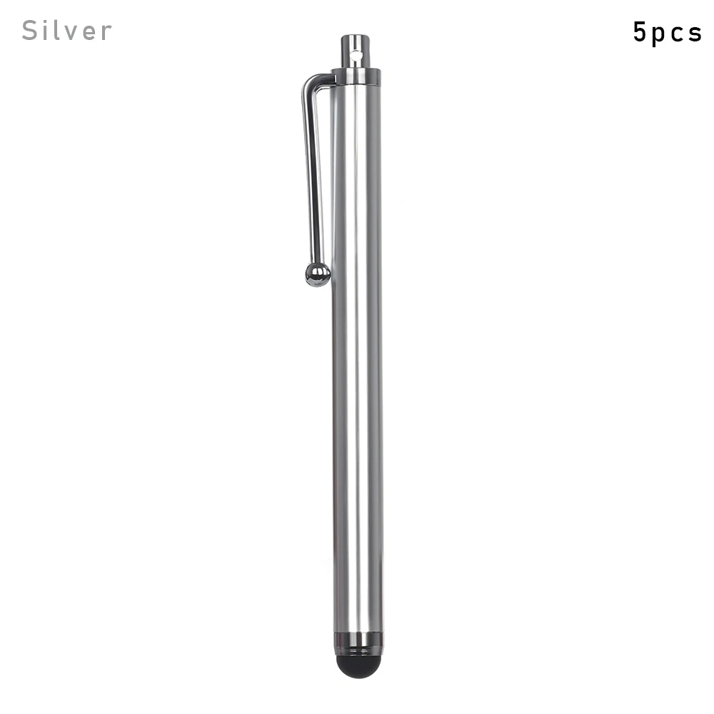 5pcs silver 5/10 шт. металлический ПК Экран стилус для сенсорного экрана, Аксессуары для мобильных телефонов, стилус для сенсорного экрана, Сенсорный экран Стилус для планшета iPad сотового телефона для samsung - Colors: 5pcs silver
