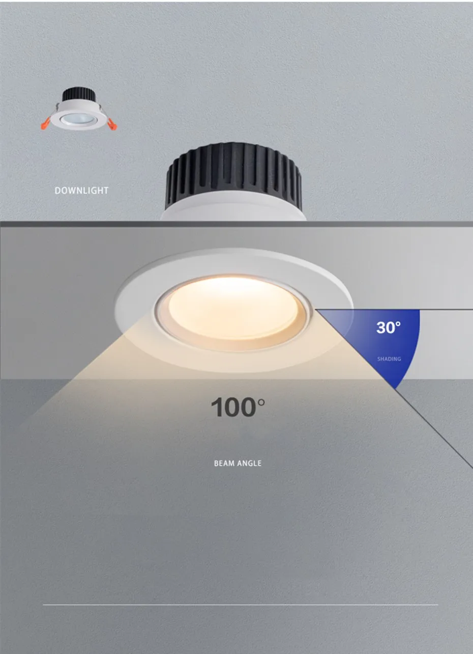 Lámpara empotrada Led de 5W, 9W, 12W, foco de luz empotrada moderna, para sala de estar, 110/220V, accesorio de luz Led