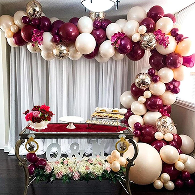 

Burgundy Sequin Balloon Garland Arch Set Children's Day Wedding Anniversary Birthday Party Holiday Decoration Celebration