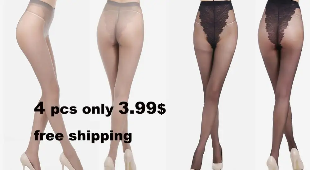 4pcs Ultra Thin Sexy Soft Ladies Women Transparent Tights Silk Stockings Nylon Good Elasticity Durable Wear-resisting